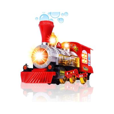 Bubble Blowing Toy Train with Lights & Sounds, Bump and Go Toddler Train Toys for Around The Tree, Kids Bubble Machine, for Boys & Girls Ages 1-6