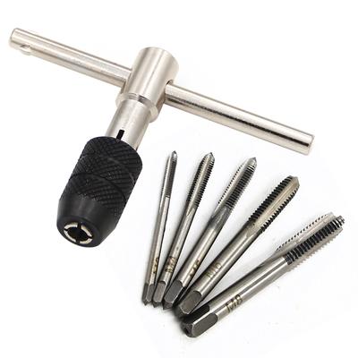 1 komplekt T-tüüpi 3 mm kuni 6 mm käsikeermevõtme keermekeermekeermetööriistade komplekt käsimutrivõtme keermekeermestamiseks M6 kuni M8 tööriistakomplekt