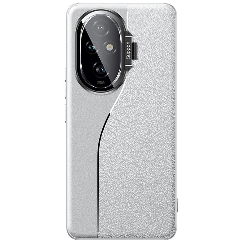 

For Honor 200 5G Case Leather+TPU+PC Anti-Scratch Phone Cover with Camera Cover Kickstand White
