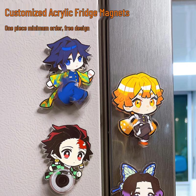 Acrylic Rotating Cartoon Anime Refrigerator Magnet Sticker