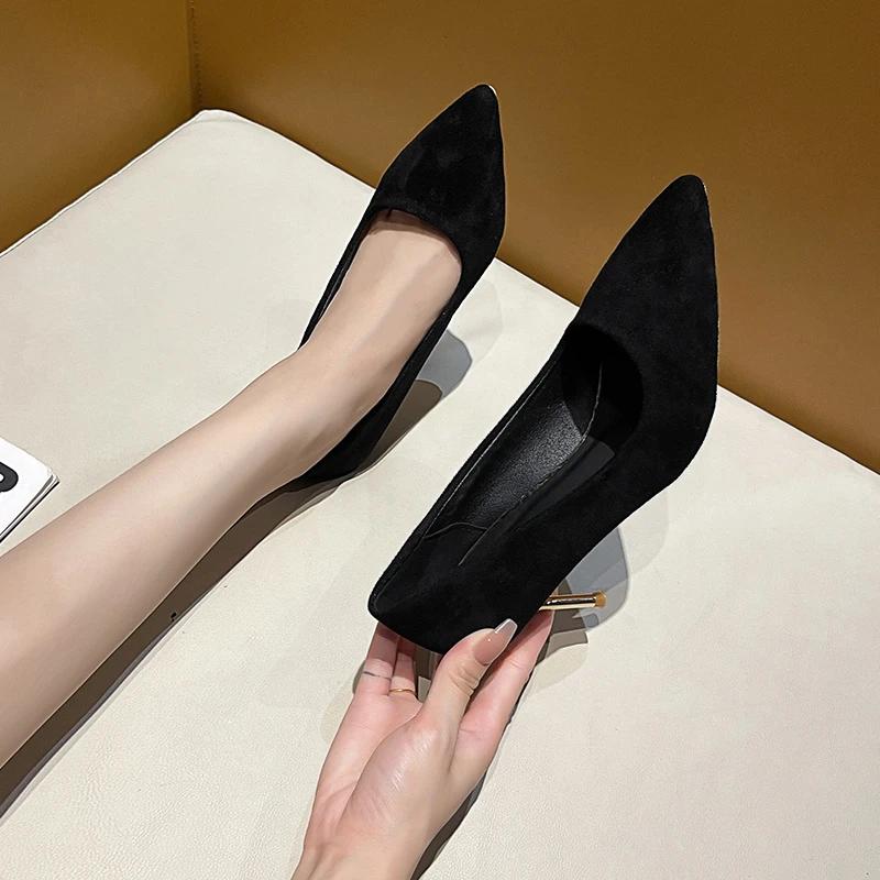 Fashion 2024 New Spring Autumn Woman Pumps Single Shoes Office Shoes Ladies Black Slender Heel Pointed Toe Sexy Party Shoes Zapatos