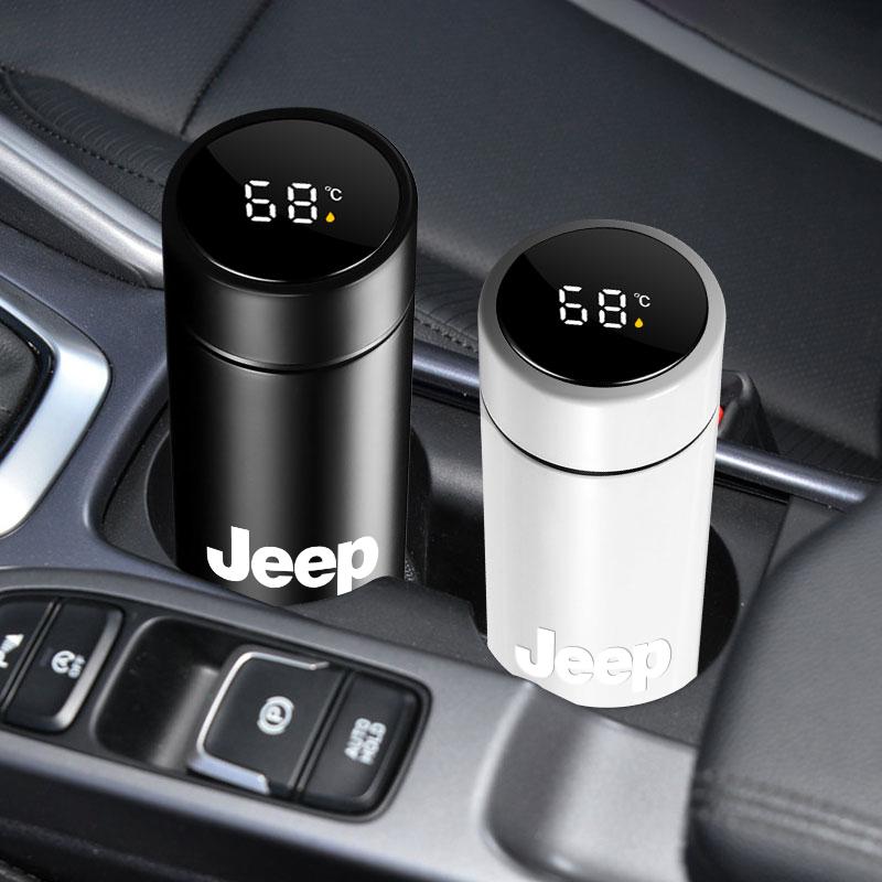 Auto Smart Thermosflasche mit Temperaturanzeige Kaffeetasse für Jeep Renegade Wrangler JK Grand Cherokee XJ Willys Compass Command Patriot