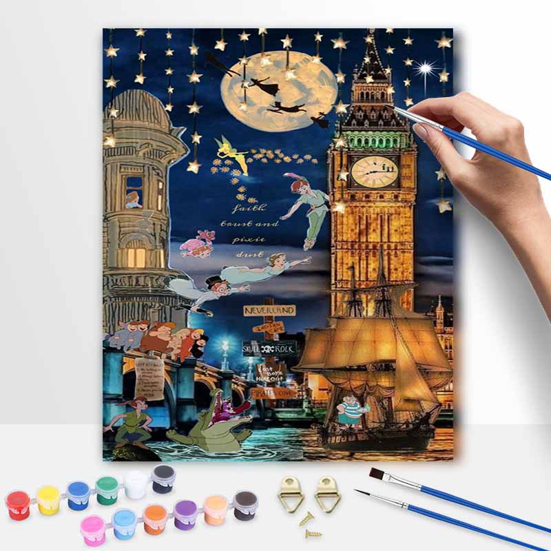 Disney Peter Pan Big Ben painting by numbers kit handmade diy home decoration gift 20x30cm