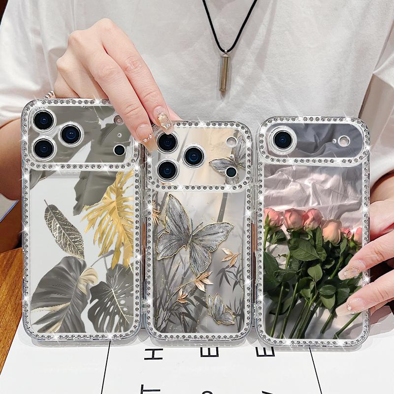 Creative Butterfly Pattern Phone Case For iPhone 17 Air 16e 16 14 15 13 17 Pro Max 15 16 Plus 17 Shockproof Bling Diamond Soft TPU Case Cover