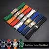 High Quality Black Green Red Blue White Colored Style Silicone Watchband Curved Interface for Rolex Datejust Submariner Strap