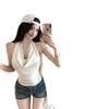 L3326# Women's Double-Layer Halter Cowl Neck Cami - 2025 Summer Backless Strapless Design