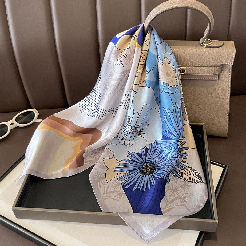 Square Scarf 100% Natural Silk  Women Hairband Foulard High Quality Bandana Scarfves Female Neckerchief Headkerchief Shawl Wrap