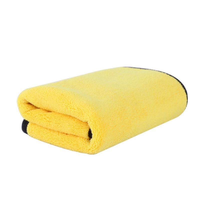 Yellow and Gray Dual-color Fine Fiber Thickened Car Wash Towel, Soft Fleece Strong Absorbent Car Cleaning Towel