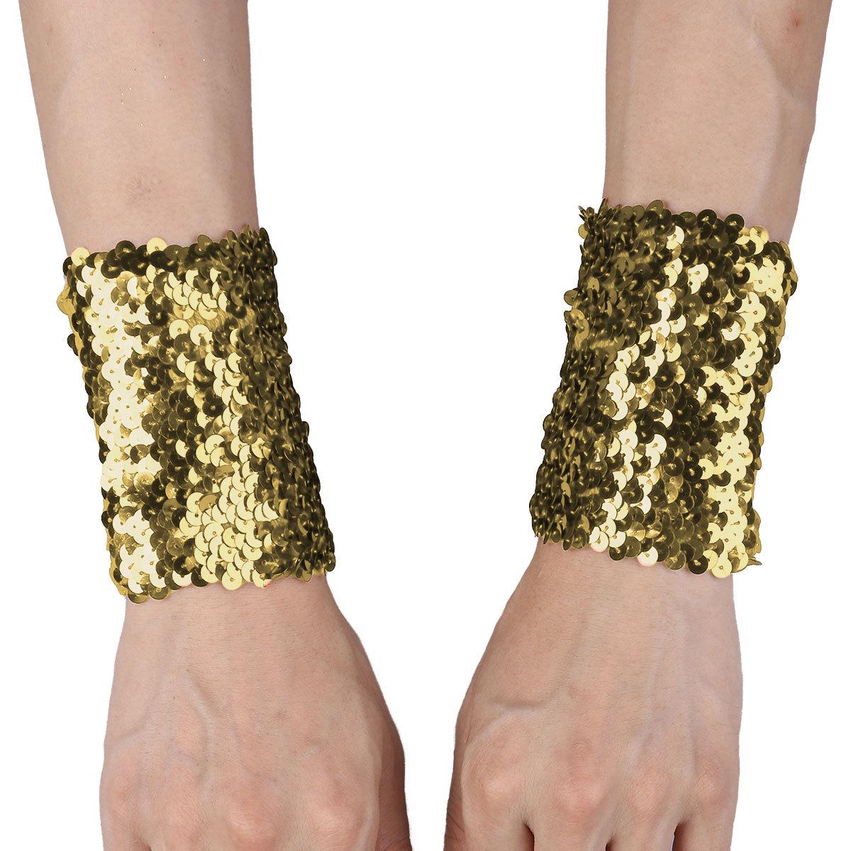 

Жіночі блискучі нарукавники з паєтками Манжети костюмів блискучі еластичні рукави для косплея золотий