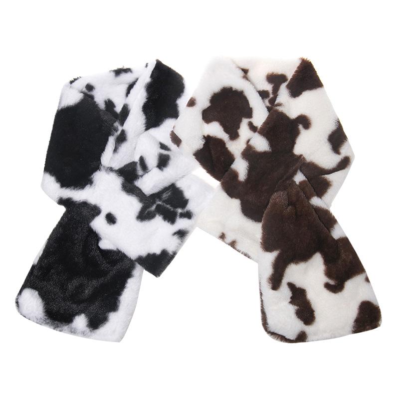 New Fashion Winter Black White Pink Faux Fur Cow Scarf For Women Ladies Scarves