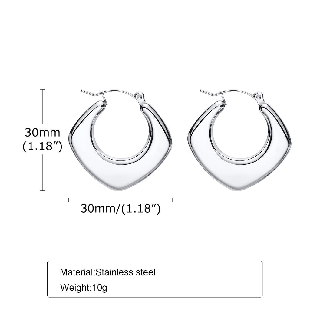 Vnox Geometric Women Earrings, Gold Plated Stainless Steel Huggies, Minimalist Metal Occident Hollow Hoops, Cool Girls Jewelry