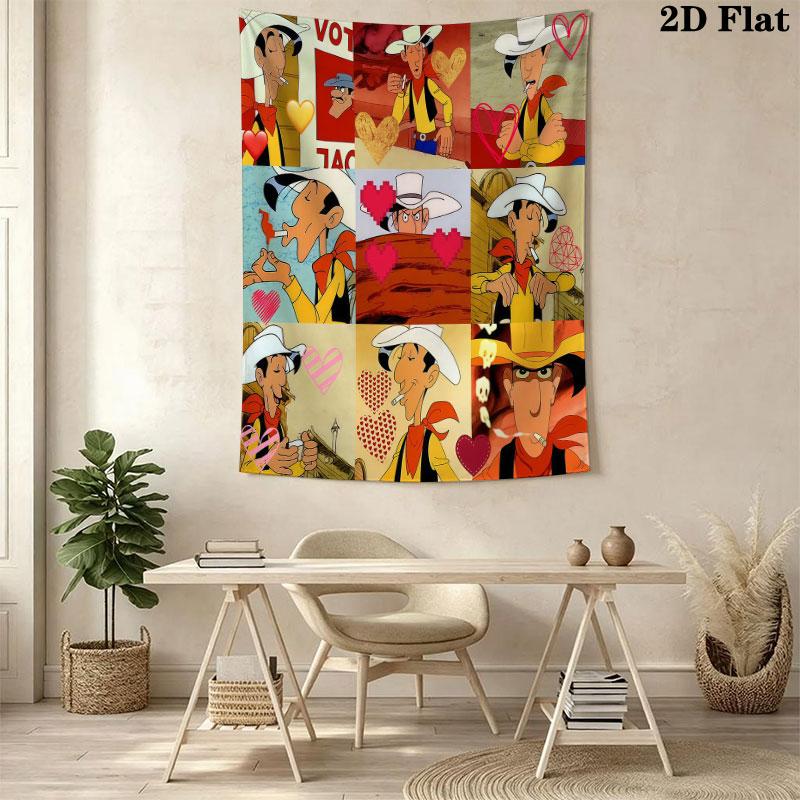 Lucky Luke Pride Wall Tapestry Aesthetic Wall Hanging Printed Fabric Blanket Decorative Tapestries for Bedroom Living Room Home Decor