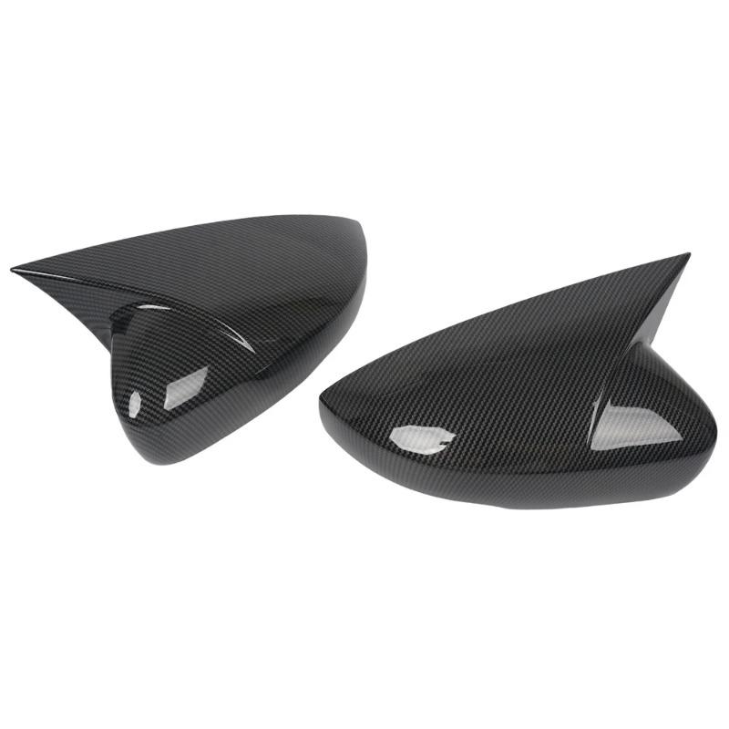 For VW Polo MK5 6R 6C 2009-2018 Side Mirror Cover Cap ABS Plastic Glossy Black/Carbon Look Horn Style Exterior Car Accessories