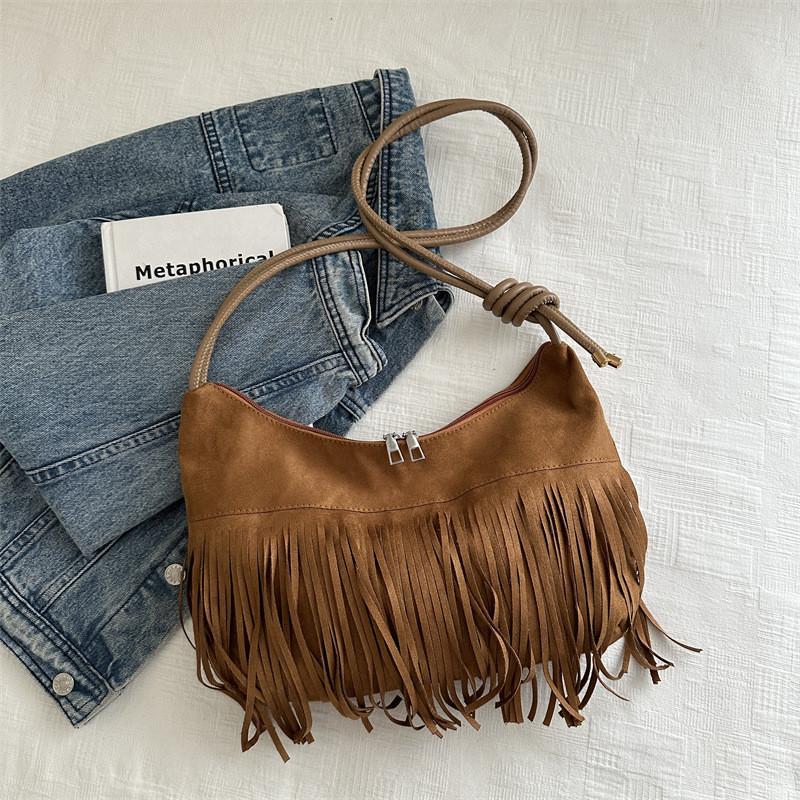 Stylish Canvas Tote Bag For Women With Trendy Tassels In Black Gray Brown Colors