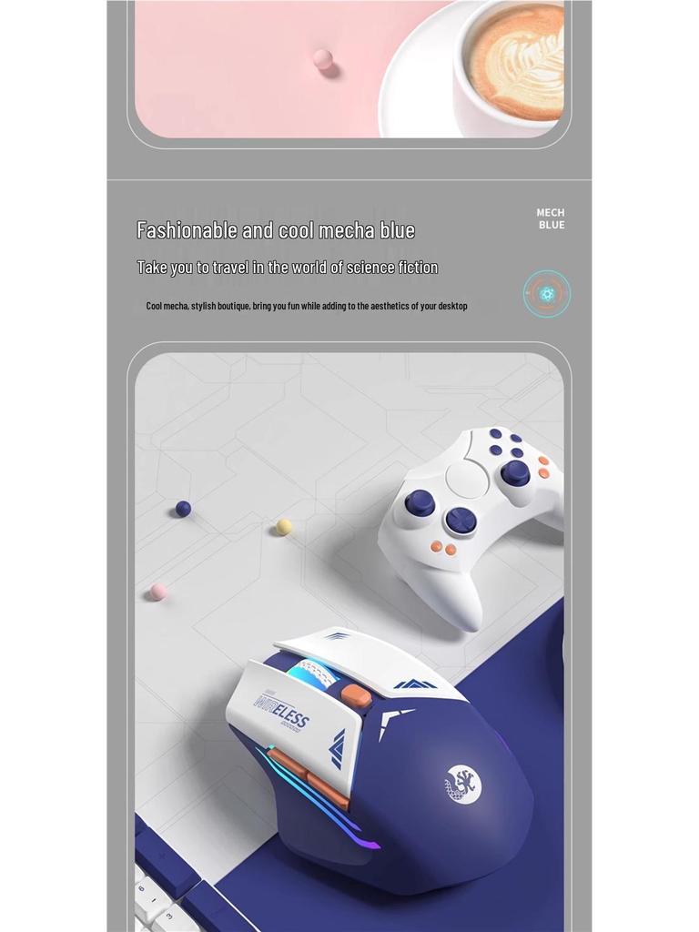 Mecha Mouse Wireless Silent Bluetooth Dual-Mode Mechanical Gaming Mouse Rechargeable for PC/Laptop.