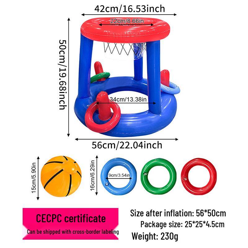 PVC Inflatable Basketball Hoop Toy for Outdoor Parent-Child Water Ring Toss Game