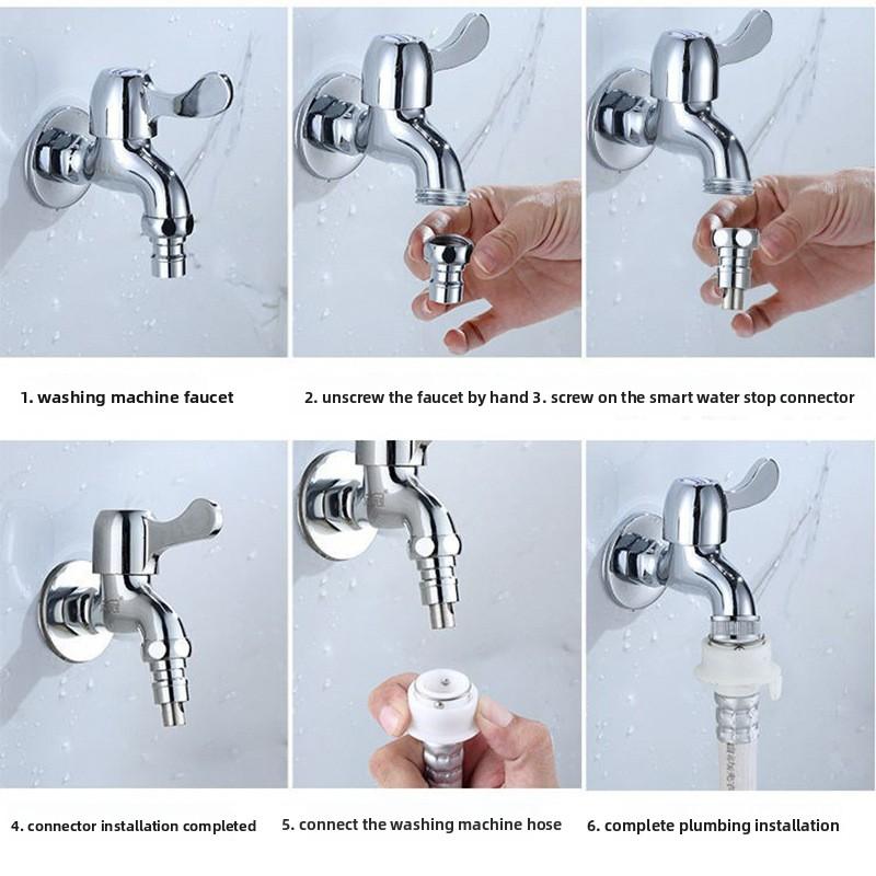 Stop Valve for Water Faucet, Automatic Stop Valve for Washing Machine Water Faucet, Prevents The Faucet Handle From Falling Off