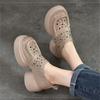Johnature Thick Soled Retro Hollow Sandals Versatile Genuine Leather High Heels Women's Platform Shoes