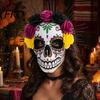 Tag der Toten Maske Mardi Gras Maske, Venezianische Party Zuckerschädel Maskenballmasken für Halloween Cosplay Mexikanische Rose