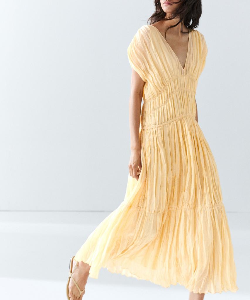 Masimodutti Shirring Detail Fluid Midi Dress