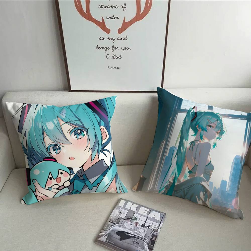 1PC HOT Anime H-Hatsune M-MikuS Pillow Case Square  Bedroom Sofa Leisure Comfort Cushion Car Home Decoration