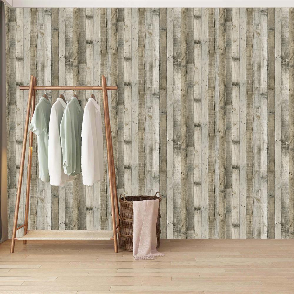 Gray Wood Wallpaper Peel And Stick Wallpaper Faux 3D Plank Paper Wood Self Adhesive Removable Renovation Furniture Cabinet Decor