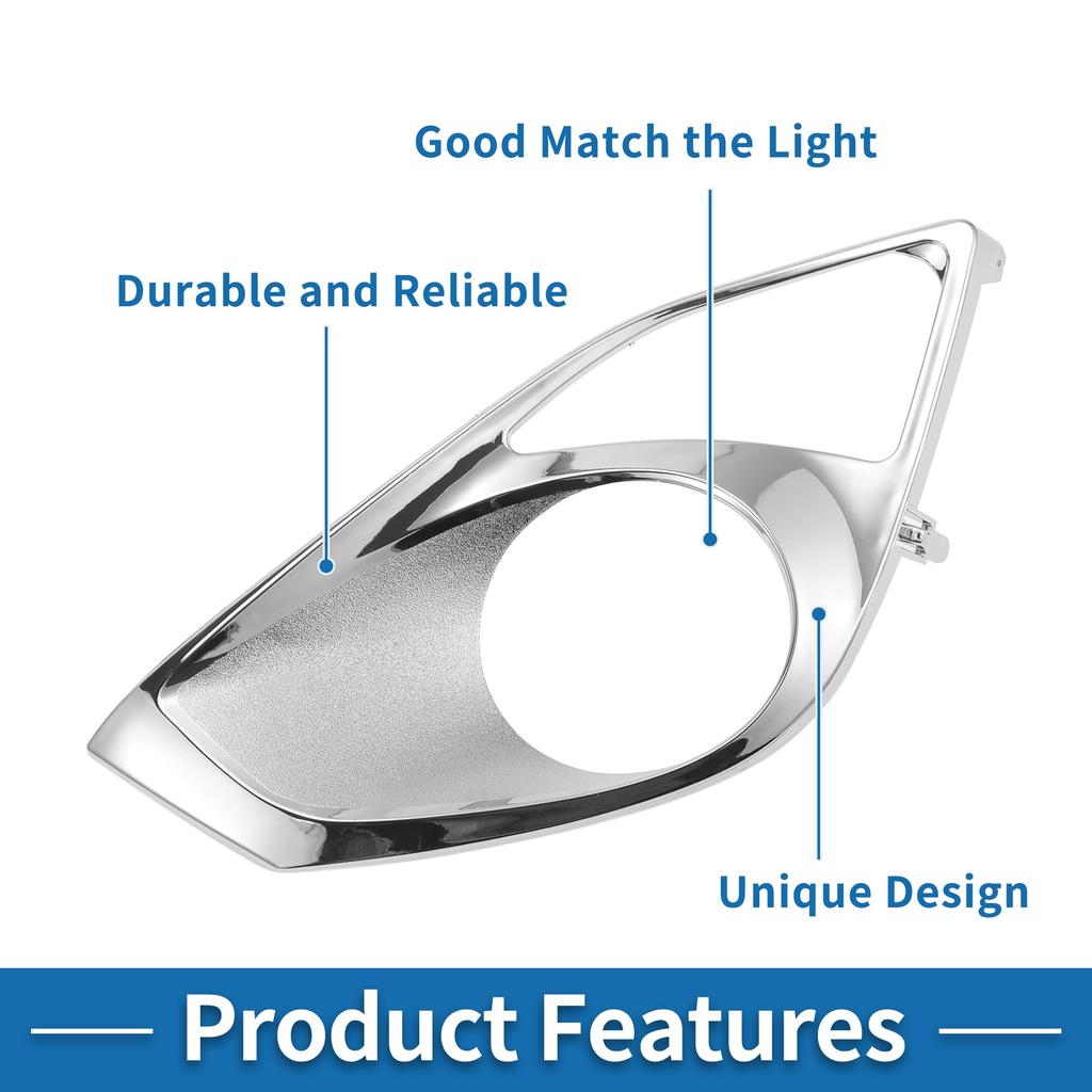 ABSOPRO Front Lower Bumper Fog Light Cover Inserts for Toyota Avalon Silver Tone 1 Front Left 2013-2015, ABS, Piece,