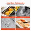SucceBuy Kitchen Sink Workstation Stainless Steel Top Mount Sink DropIn Single Bowl Farmhouse Basin w/Ledge&Multiple Accessories