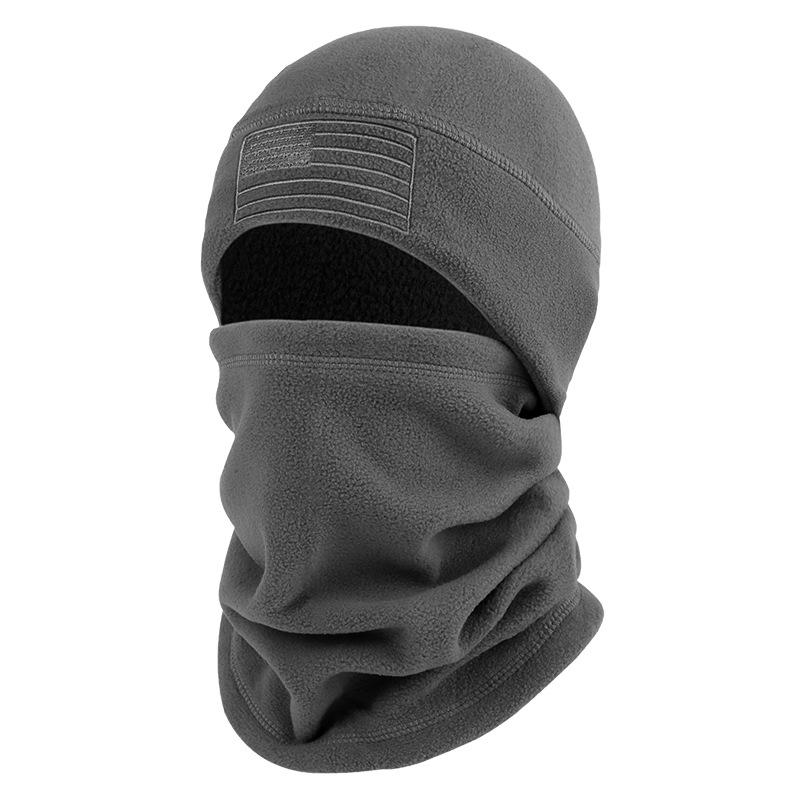 

1 Set Winter Cycling Balaclava Mask Scarf Thickened Windproof Polar Fleece Cap Neck Cover Face Mask Thermal Running Skull Cap сірий