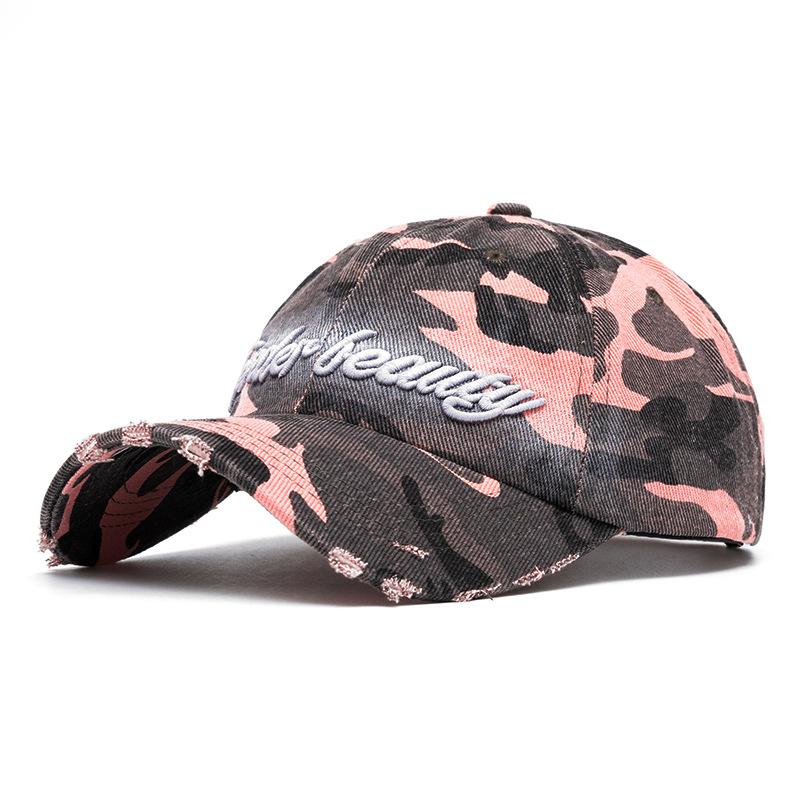 

Camouflage Baseball Cap Letter Embroidered Cap Sun Hat for Men Women рожевий