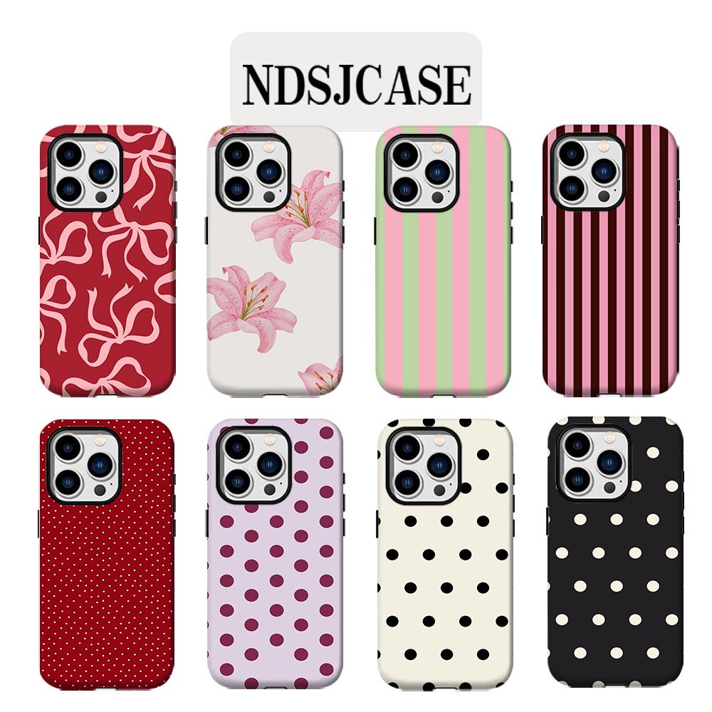 Luxury Color Textured Polka Dots Phone Case for iPhone 17 16 15 14 13 12 11 Air Pro Max Plus Luxury Double-layer Back Cover