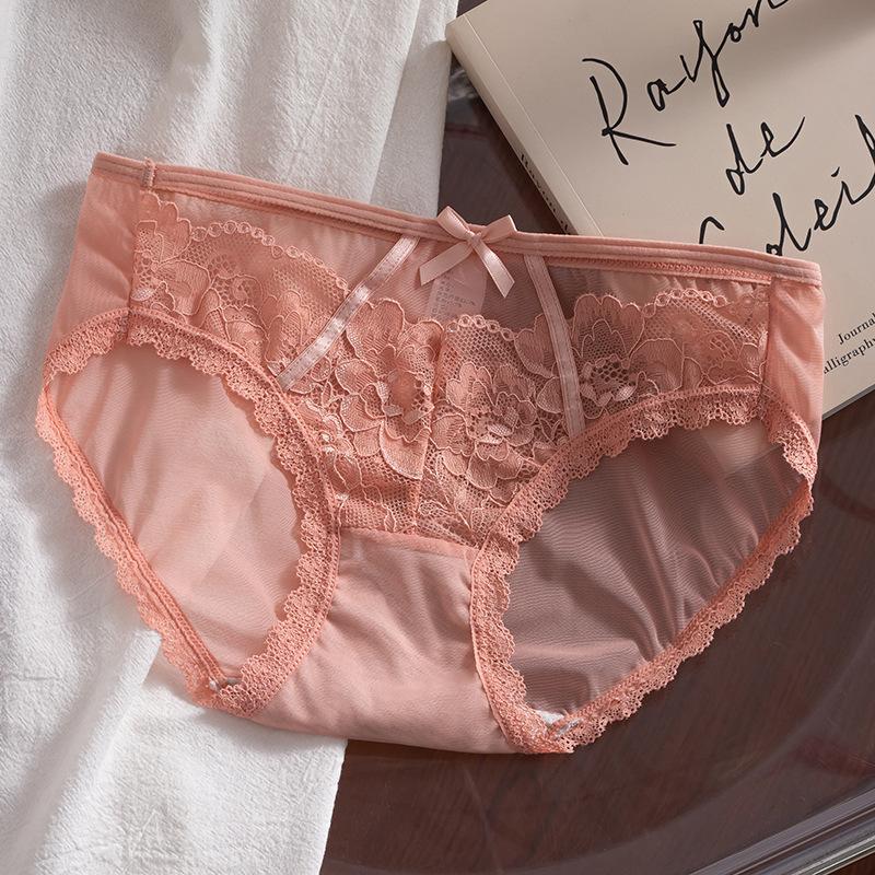 

Сексуальні порожнисті трусики Жіноча нижня білизна Мереживна трикутна сітка Зручні трусики середньої талії Великого розміру XL помаранчевий