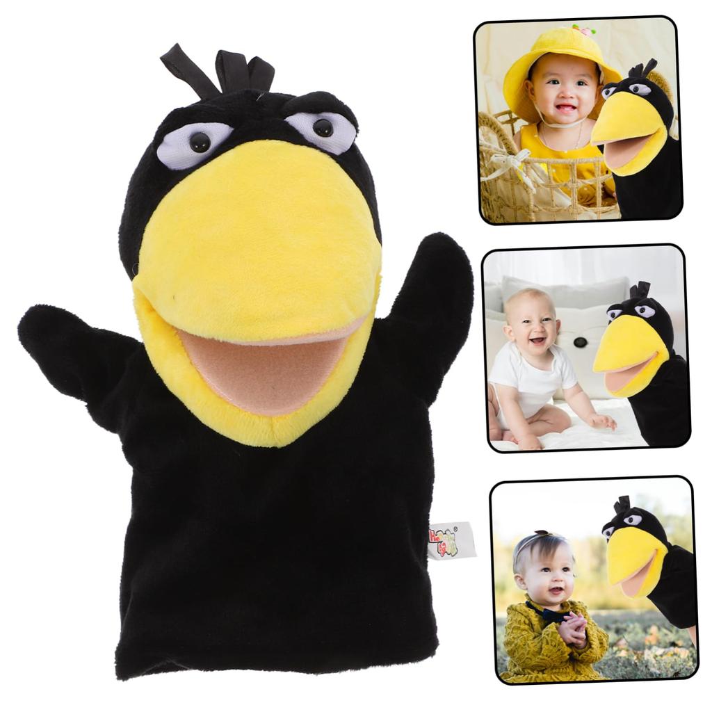 CALLARON Plyšová loutka, Vrána loutka na ruku, Liška prstová loutka, Roztomilá zvířecí hračka, Břichomluvecká loutka, Loutka na tancování rukou, Halloween, Vánoce,