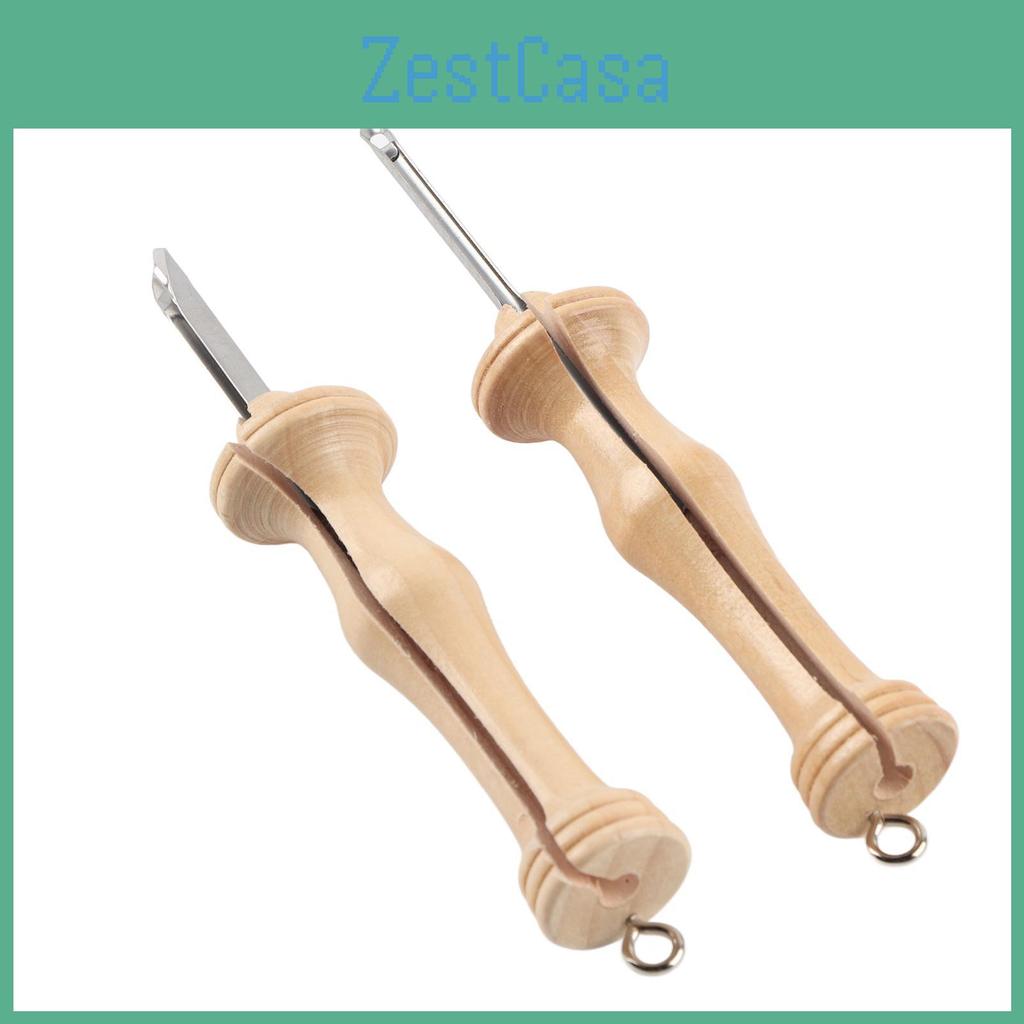 Kit Embroidery Needle 2pcs Punch Wooden Handle Yarn Needle Diy Hand‑made Knitting Tools