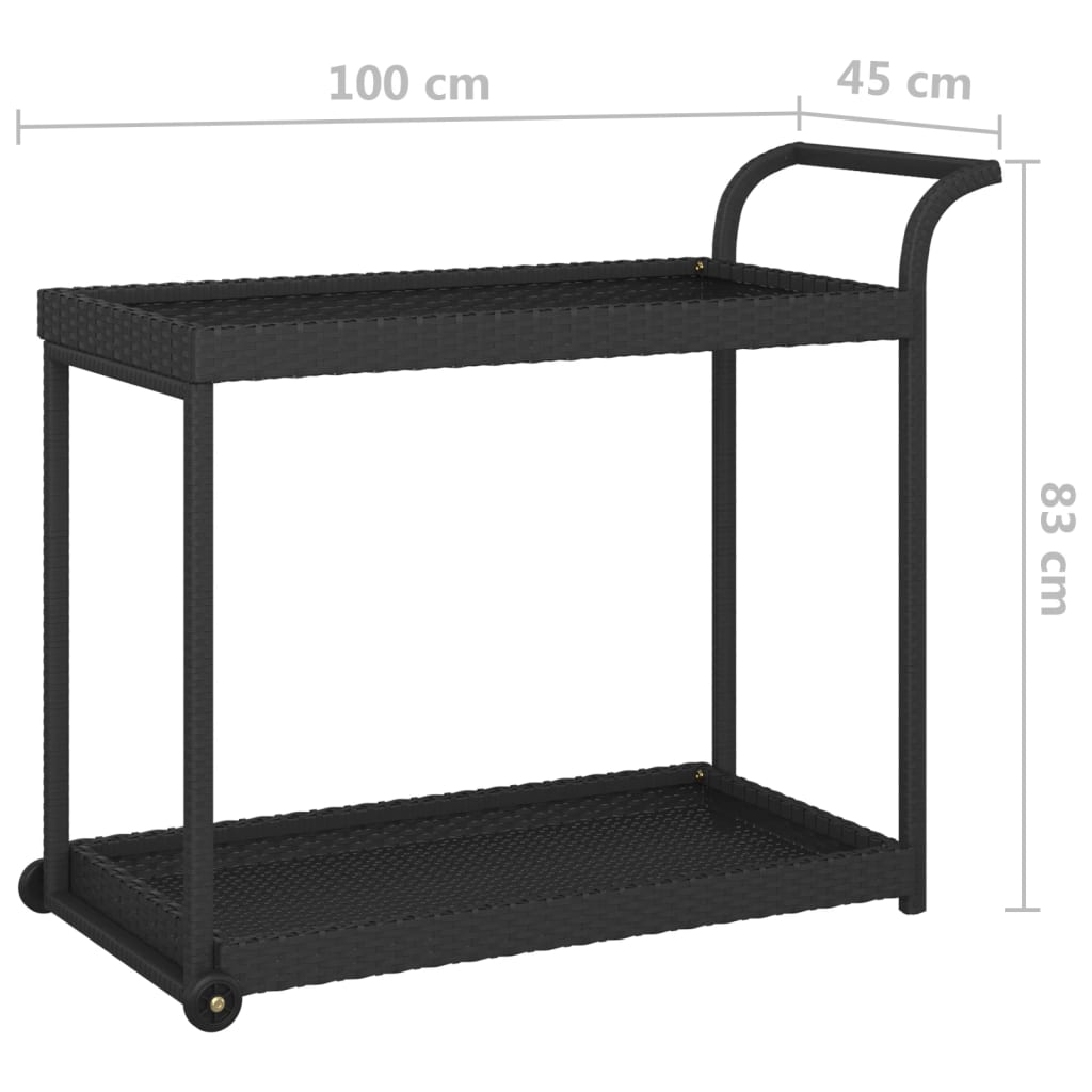Vidaxl Wózek Barowy, Czarny, 100X45X83 Cm, Polirattan