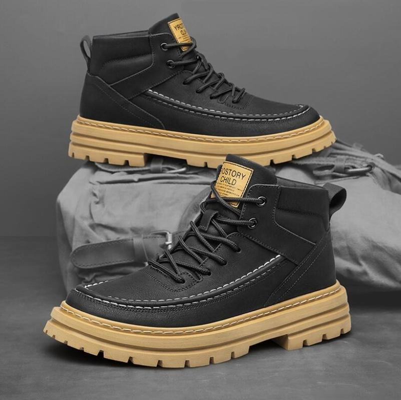 Designer Brand Men's Elevated Shoes Personalized Genuine Leather Boots Men's Outdoor Work Wear Boots Winter High Top Shoes
