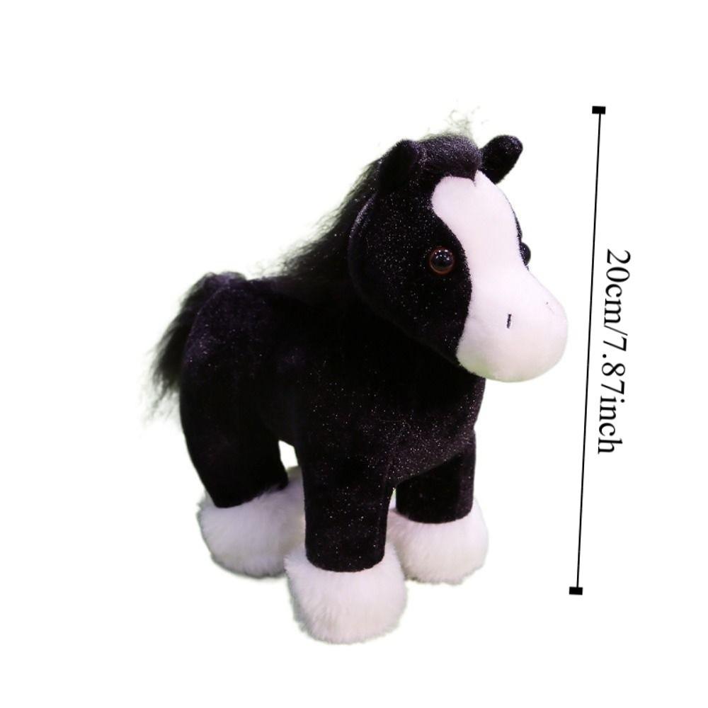 PP Cotton Fine Horse Plush Toy Fluffy Long Hair Horse Stuffed Doll New Year