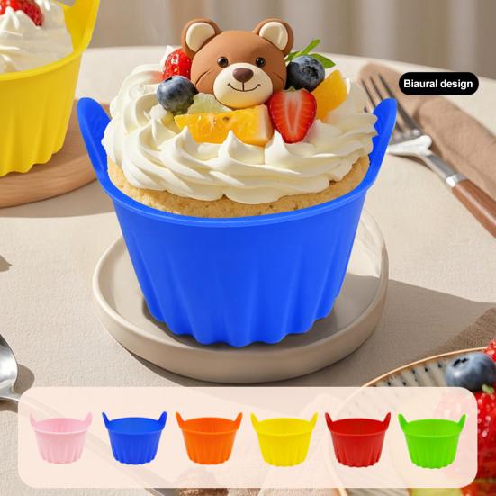 Silikon Bake Muffinsformer Matkvalitet Non-Stick Cupcake Papirformer for Muffins Godteri Gjenbrukbare Kakekopper Holdere for Selskaper