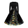 Women's Fashionable And Elegant  Winter Long-sleeved Christmas Tree Print Dress