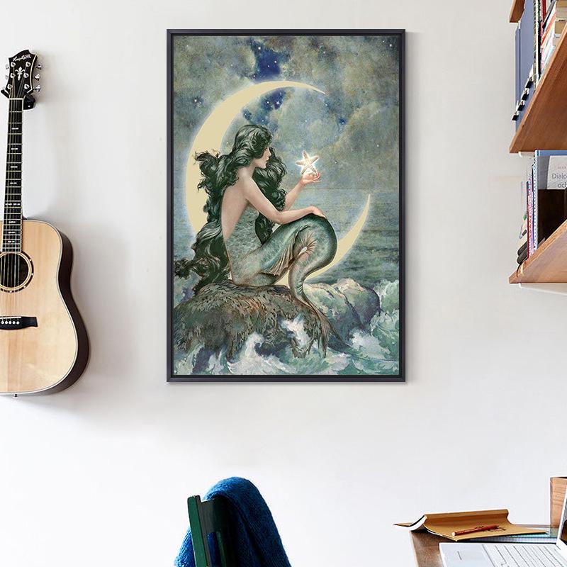 5D DIY Diamond Paint Mořská panna Diamantové vyšívání křížovým stehem