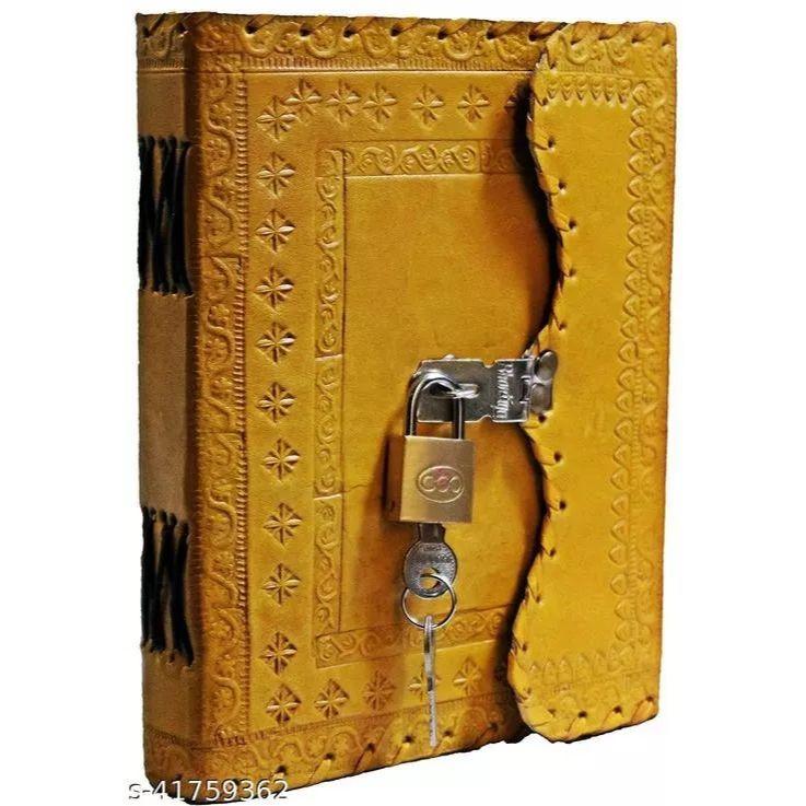 

Кожаный дневник ручной работы с тиснением под старину, замок для альбома художника 7 x 5 in жёлтый