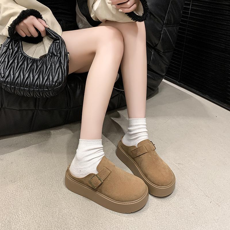 Thick-soled New Temperament Shoes Bag Head Half Slippers Women's Slippers Spring and Autumn 2025 Sense Senior Outer Wear