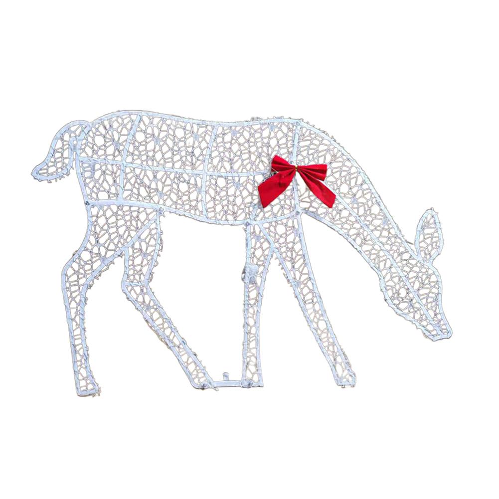 Christmas Reindeer Light Decoration Set of 3 for Yard Garden and For Home Outdoor Holiday Scene with Metal Frame and LED Lights