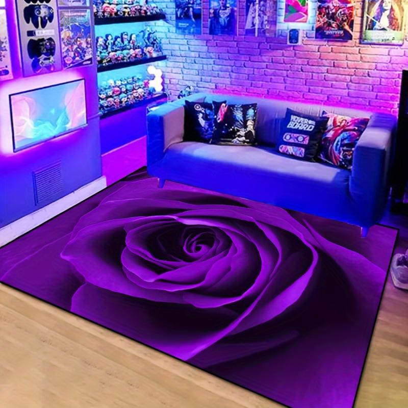 

Violet Rose Area Rug - Non-Slip Machine Washable Mat for Living Room , Bedroom & Garden , Perfect Valentine s Gift 60x90cm