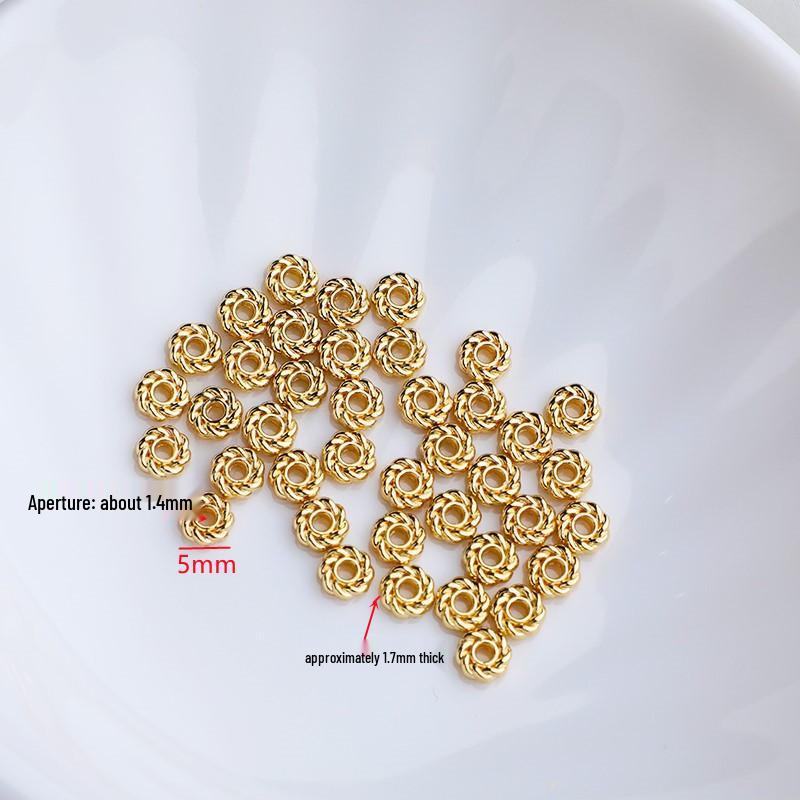 14k Gold-Plated Color-Preserving Twisted Spacer Beads - 5mm Washers for DIY Jewelry Making