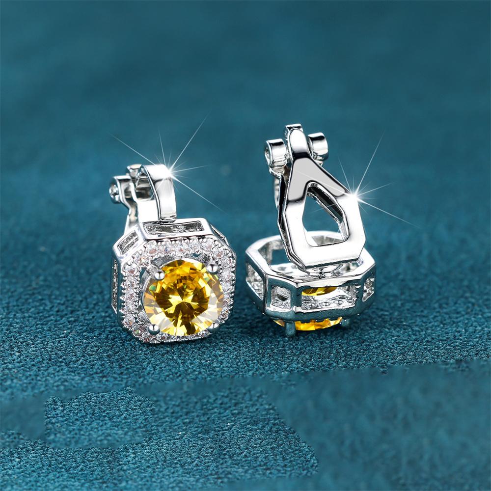 Cute Fmeale Blue Fire Opal Stone Square Clip Earrings Vintage  Color Wedding Jewelry For Women