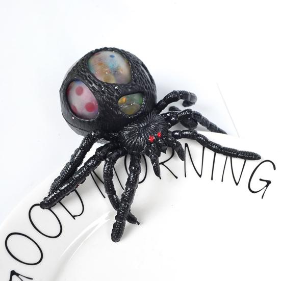 Spider Squeeze Toy Realistic Stress Relief Fidget Toy Soft TPR Toy with Colorful Beads Inside Prank Fun Halloween Gifts