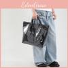Letter Color Solid Printed Crocodile Texture Women Large Capacity Bag Tote