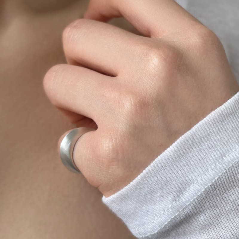 warmrecord Silver925 matte Slash Pinky Ring_R040