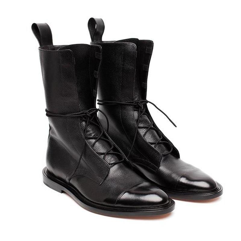 Patent Leather Women Boots British Style Flat Boots Black Pointed Toe Boots Handsome Motorcycle Boots Women's Boots Big Size 43